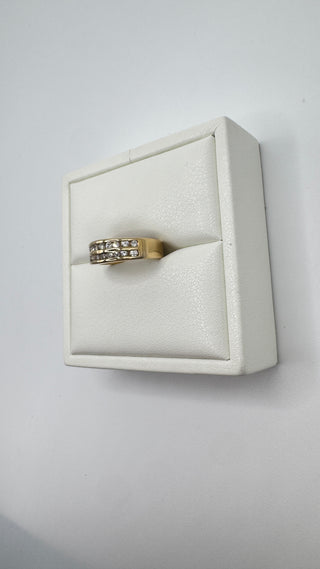 14k Double Diamond Channel Ring