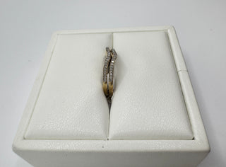 14k Vintage Diamond V Stacking Band