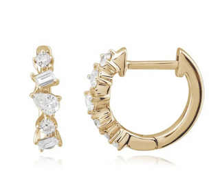 14k Mixed Shape Diamond Huggies