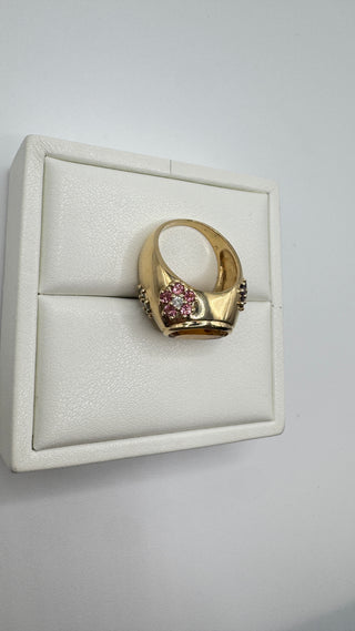 14k Vintage Citrine Flower Gem Ring