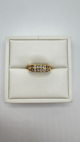 14k Double Diamond Channel Ring