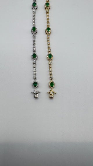 14k emerald and Diamond tennis bracelet