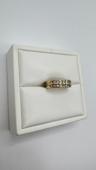 14k Double Diamond Channel Ring