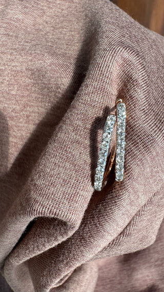 Rose Gold Rectangle Diamond Hoops