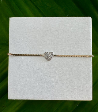 Vintage Dainty 14k Natural Diamond Heart Bracelet