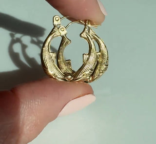 14k Vintage Fish Hoops