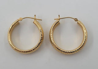 Vintage 14k Gold Etched Hoop earrings