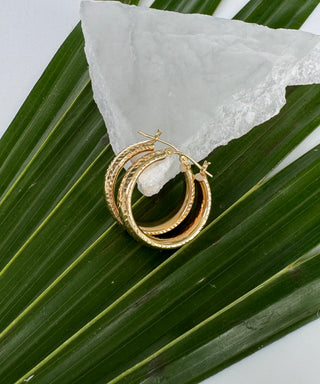 Vintage 14k Gold Etched Hoop earrings