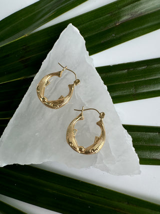 14k Vintage Fish Hoops