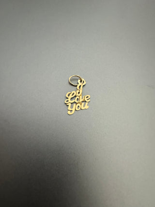 14k vintage I love you cursive solid gold pendant/charm