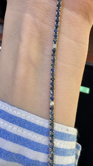 3ctw Sapphire & Diamond Tennis Bracelet