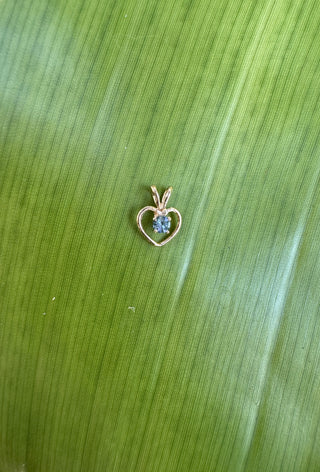 14k Solid Gold Vintage Genuine/Natural Aquamarine Heart