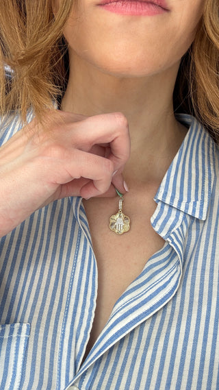 14K Diamond Hamsa Pendant