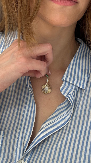 14K Diamond Hamsa Pendant