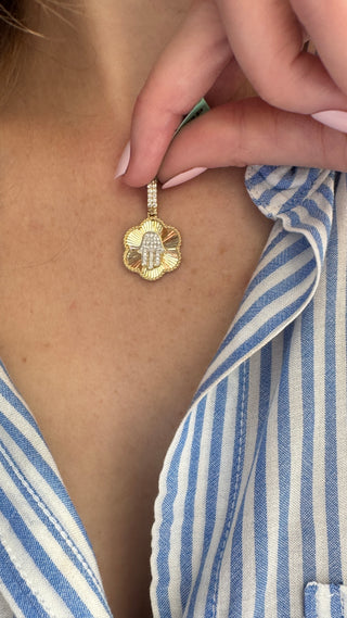 14K Diamond Hamsa Pendant