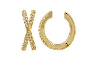 14k Diamond X Ear Cuff