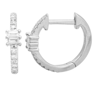 14k Diamond Baguette Huggies