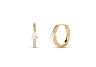 14k Pear Diamond Sand Finished Huggies