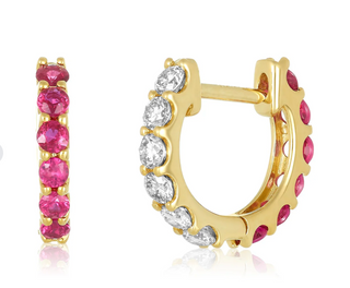 Reversible Pink Sapphire & Diamond Huggies
