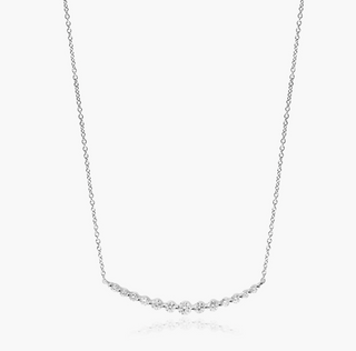 Graduated Curving Diamond Bar Necklace